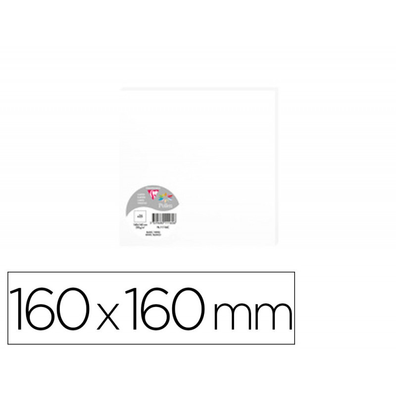 Carte visite clairefontaine pollen 160x160mm coloris blanc étui 25 unités