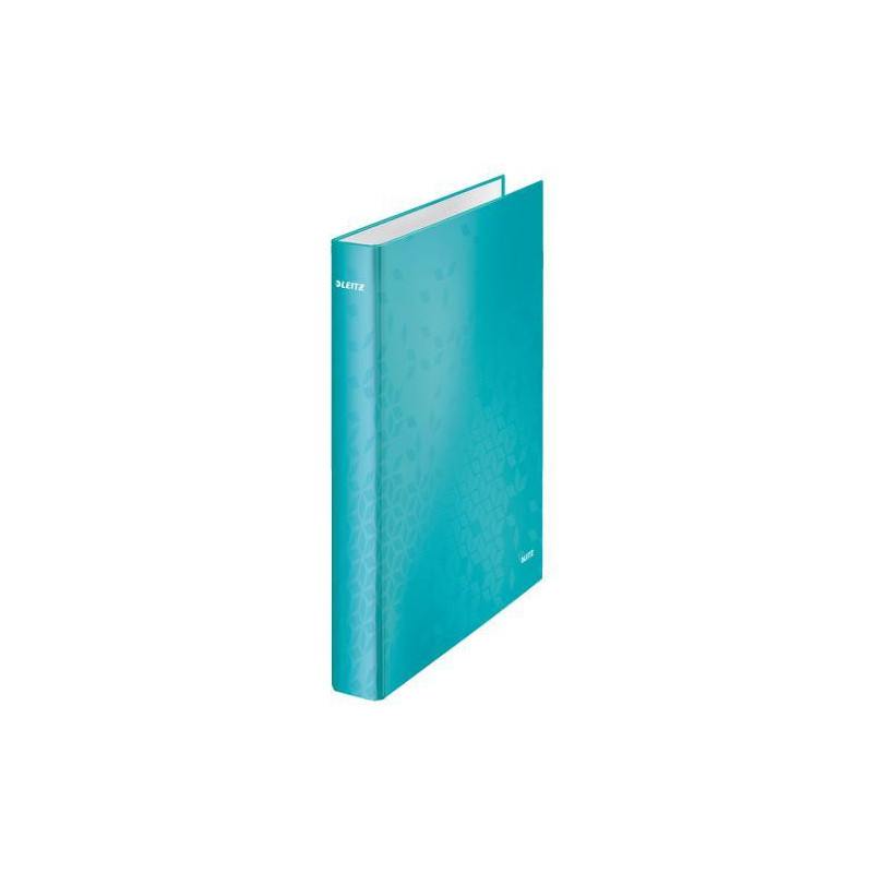 LEITZ Classeur 4 anneaux Ø25 WOW en carton pelliculé. Dos 40mm. Format A4+. Coloris menthe.