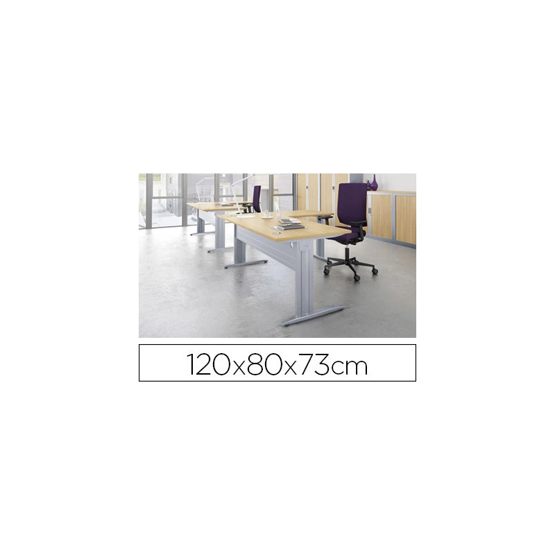 Bureau eol idol piètement aluminium 120x80cm décor chêne clair