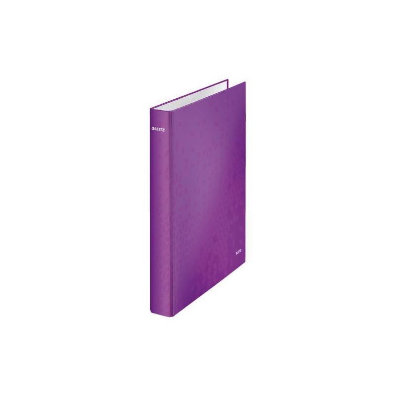 LEITZ Classeur 4 anneaux Ø25 WOW en carton pelliculé. Dos 40mm. Format A4+. Coloris Violet.