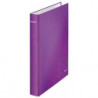 LEITZ Classeur 4 anneaux Ø25 WOW en carton pelliculé. Dos 40mm. Format A4+. Coloris Violet.