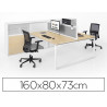 Table de bureau eol conect rectangulaire 160x80cm décor chêne clair sur pieds arche fixe