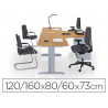 Bureau eol idol 90 degrés retour droite 160/120x80/60cm finition aluminium décor chêne clair sur pieds fixes centrés