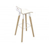 Tabouret eol evasion avec poignée de préhension assise et dossier hêtre blanc piètement hêtre naturel vernis