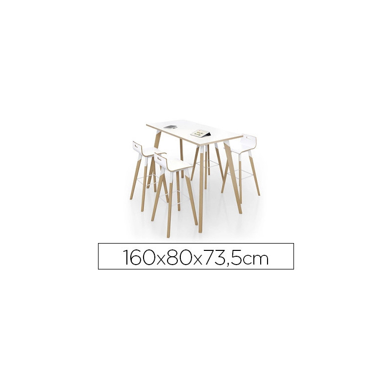 Table eol evasion plateau stratifié épaisseur 2.5cm 160x80x73.5cm coloris blanc