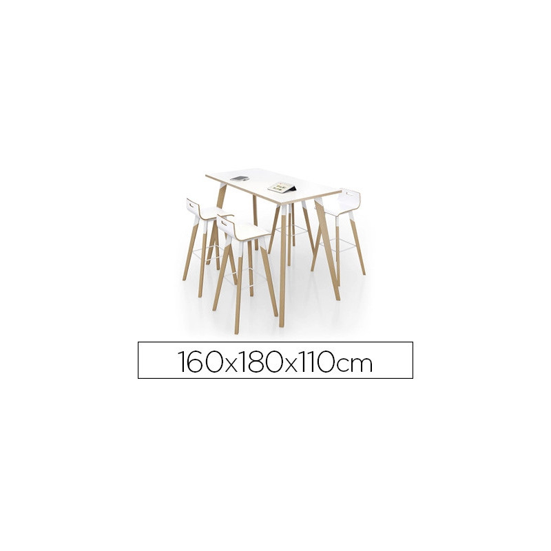 Table eol evasion plateau stratifié épaisseur 2.5cm 160x80x110cm coloris blanc