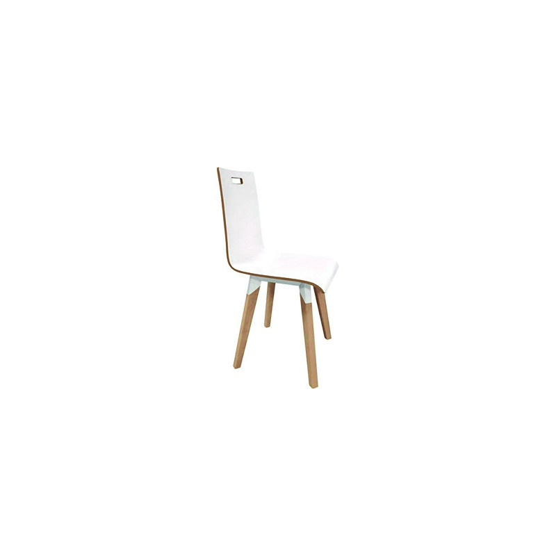 Chaise eol evasion 4 pieds avec poignée de préhension assise et dossier hêtre blanc