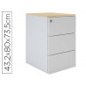 Caisson haut bureau eol 3 tiroirs profondeur 80cm en aluminium top décor chêne clair