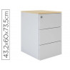 Caisson haut bureau eol 3 tiroirs profondeur 60cm en aluminium top décor chêne clair