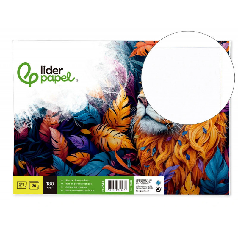 Bloc liderpapel papier dessin artistique encollé sans encadrement 180g/m2 format a4+ 230x325mm 20f