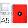 Cahier spirale antartik a5 240p 90g couverture rembordee quadrillage 5mm 6 trous coil-lock coloris rouge