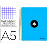 Cahier spirale antartik a5 240p 90g couverture rembordee quadrillage 5mm 6 trous coil-lock coloris bleu