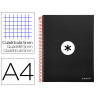 Cahier spirale antartik a4 240p 90g couverture rembordee quadrillage 5mm 4 trous coil-lock coloris noir