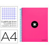 Cahier spirale antartik a4 240p 90g couverture rembordee quadrillage 5mm 4 trous coil-lock coloris rose fluo