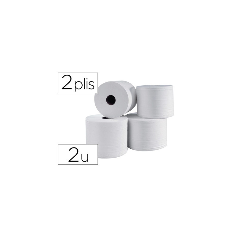 Bobine essuyage 1000f 2 plis coloris blanc lot de 2 unitès