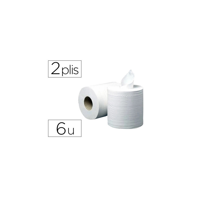Bobine essuyage dévidange centrale 20x30cm 450 feuilles prédécoupées pack 6 unités