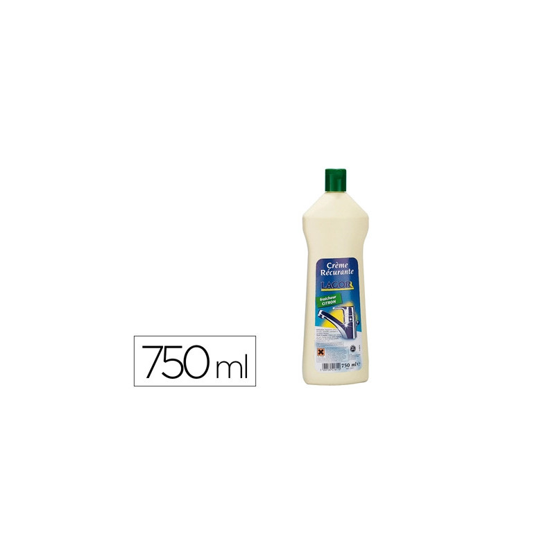Crème à récurer lagor surfaces émaillées inox brille sans rayer parfum citron flacon 750ml