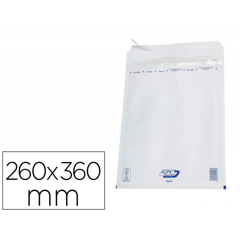 Pochette gpv bulles air kraft blanc 75g 260x360mm h boîte 100 unités