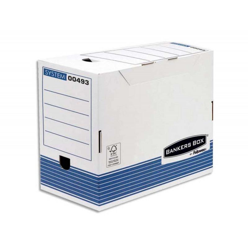 Boîte archives fellowes bankers box carton recyclé 25x33cm dos 20cm lot 10 unités