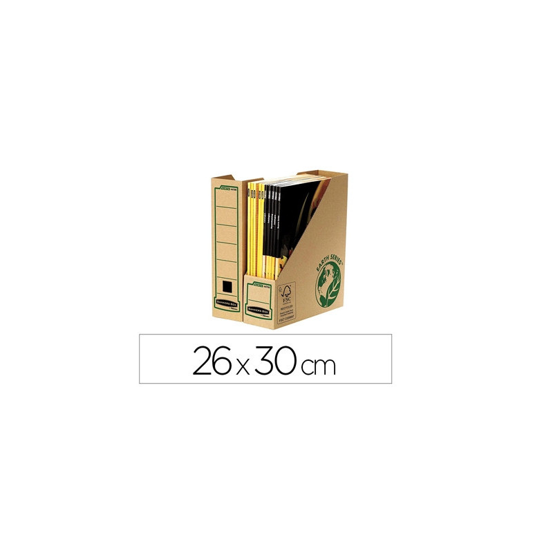 Boîte classement fellowes pan coupé carton ondulé recyclé 26x30cm dos 8cm zone étiquetage avant/arrière coloris kraft