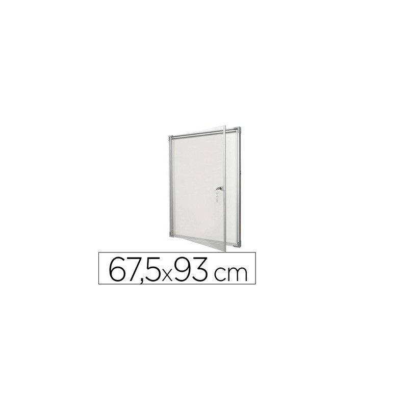 Vitrine d'intérieur vanerum extra plate fond métal magnétique porte battante serrure capacité 9 feuilles a4 67,5x93cm
