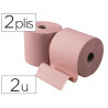Bobine essuyage ouate chamois 1000 feuilles de 30cm 2 plis coloris saumon lot de 2 unites