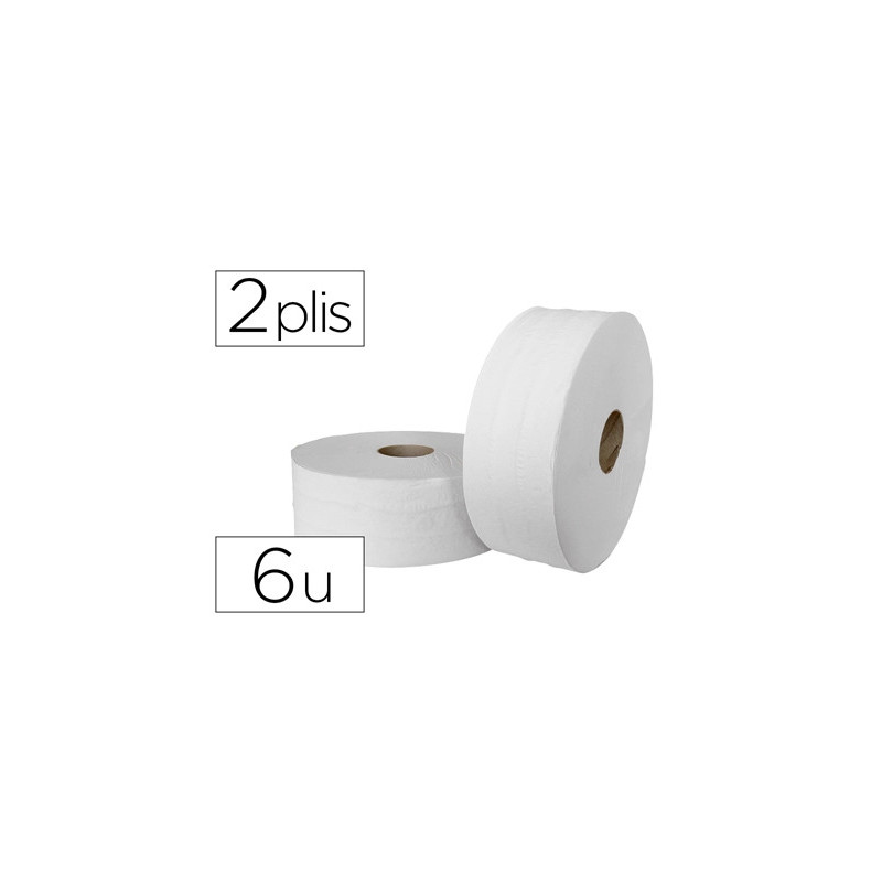 Papier toilette jumbo pure ouate blanche lisse prédécoupé 2 plis 320m paquet 6 rouleaux