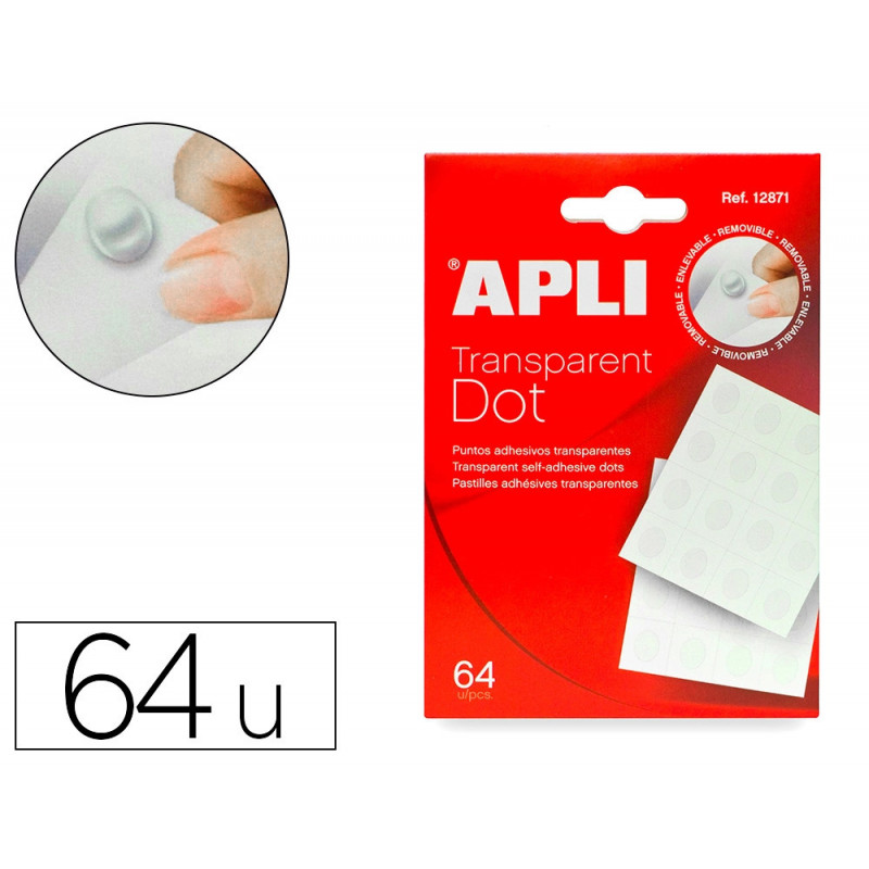 Pastille adhésive apli transparente enlevable sans trace idéal échantillons photos dessins pochette 64 unités