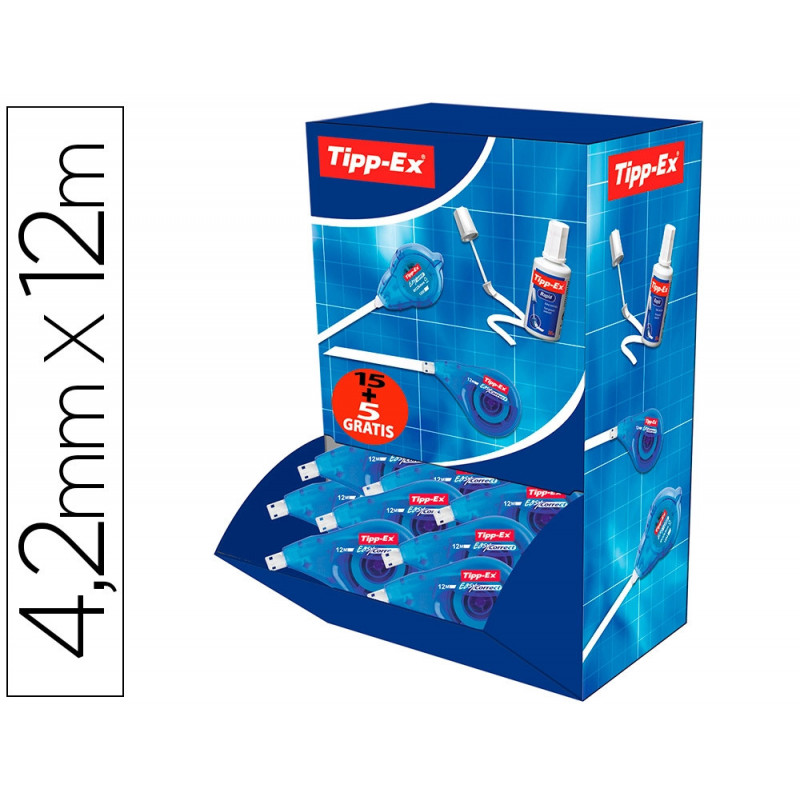 Correcteur tipp-ex easy dévidoir ruban 4,2mmx12m application latérale réécriture immédiate lot 15+5 offerts
