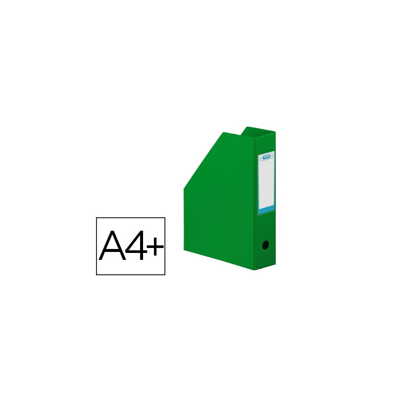 Porte-revues elba color life pvc grain toilé pan coupé format 32x24cm dos 7cm coloris vert