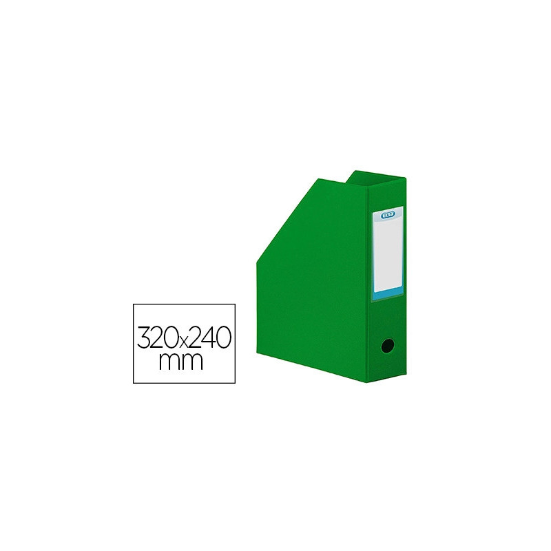 Porte-revues elba color life pvc grain toilé pan coupé format 32x24cm dos 10cm coloris vert