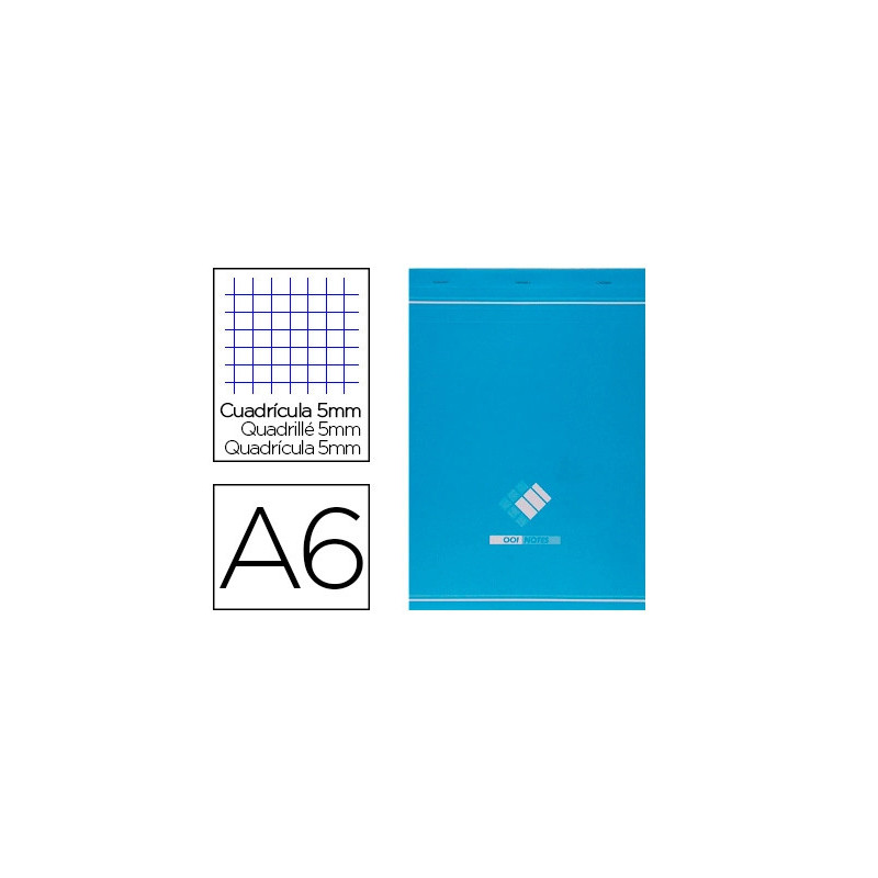 Bloc agrafé conquerant sept a6 10,5x14,8cm couverture pellicullée 100feurilles détachables 60g 5x5mm coloris blanc