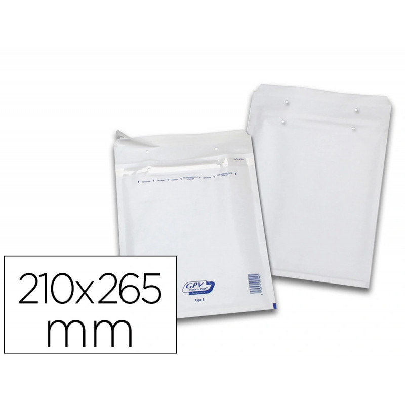 Pochette gpv bulles air kraft blanc 75g 210x265mm e boîte 100 unités