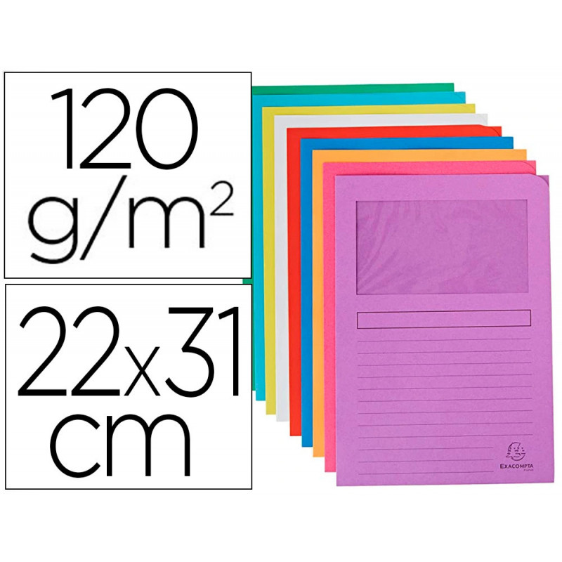 Chemise exacompta forever carte recyclée 120g 22x31cm fenêtre coloris assortis paquet 50 unités