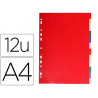 Intercalaire exacompta polypropylène 12/100e souple indéchirable 12 touches a4 coloris assortis