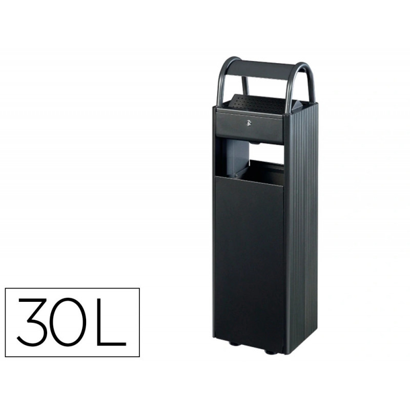 Cendrier cep 6l et corbeille acier extérieur robuste 30l fixation au sol possible coloris noir