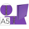 Classeur liderpapel 4 anneaux ronds 25mm a5 carton rembordé pvc coloris violet