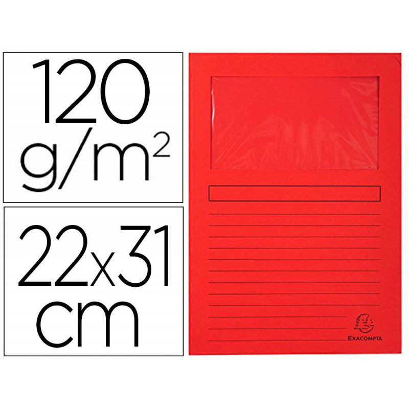 Chemise exacompta forever carte recyclée 120g 22x31cm fenêtre coloris rouge paquet 25 unités