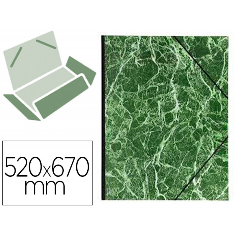 Carton à dessin exacompta papier marbré vernis raisin dos toilé renforcé fermeture élastique 52x67cm vert