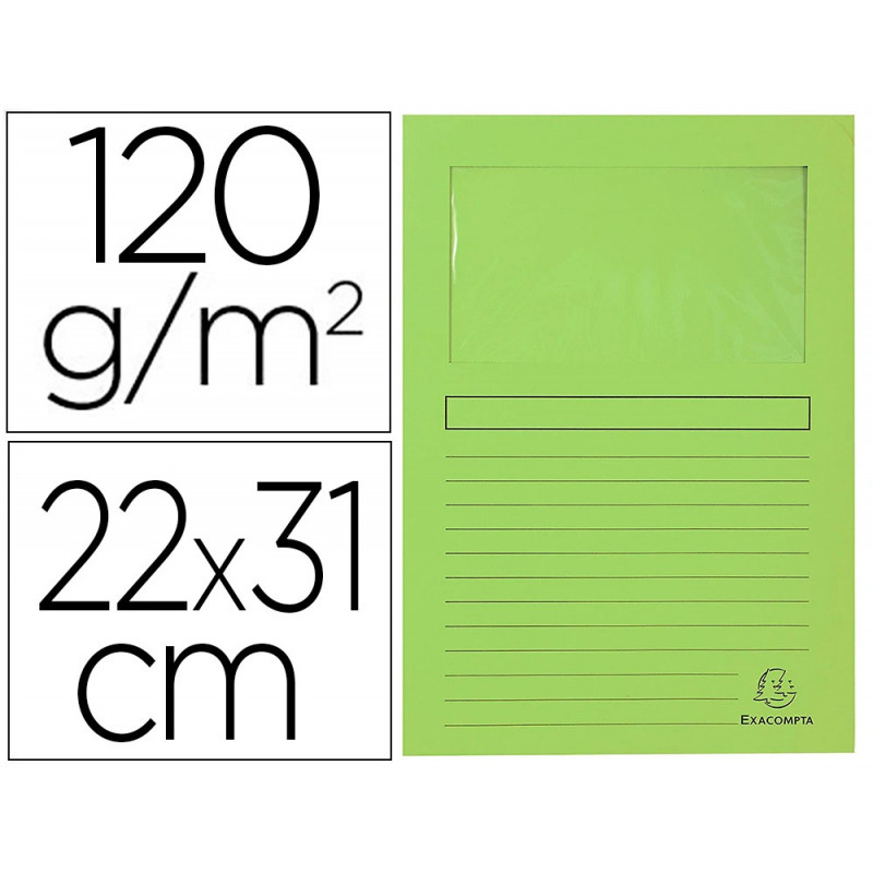 Chemise exacompta forever carte recyclée 120g 22x31cm fenêtre coloris vert pré paquet 25 unités