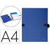 Chemise exacompta rabat en pied carton recouvert a4 23x32cm dos extensible 13cm sangle boucle coloris bleu foncé