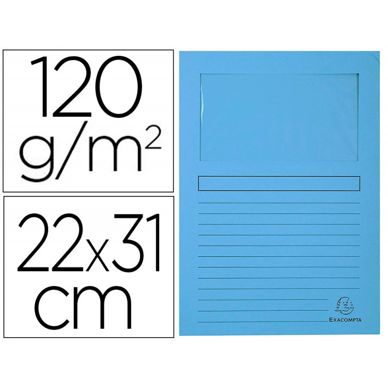Chemise exacompta forever carte recyclée 120g 22x31cm fenêtre coloris bleu clair paquet 25 unités