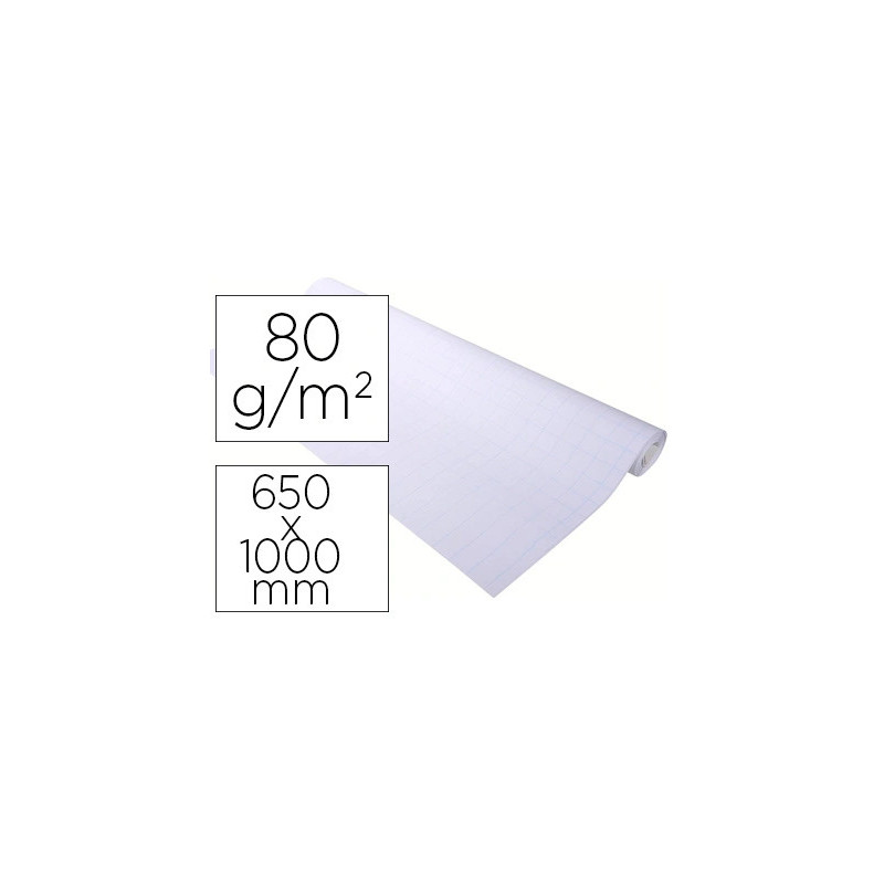 Recharge papier exacompta pour tableaux de conférence 80g 65x100cm impression quadrillée/unie rouleau 20 feuilles