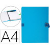 Chemise exacompta rabat en pied carton recouvert a4 23x32cm dos extensible 13cm sangle boucle coloris bleu clair