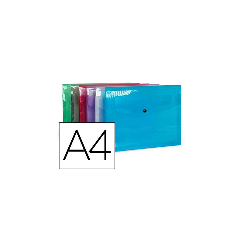 Chemise pochette elba hawai polypropylene translucide format a4 fermeture bouton pression coloris assortis