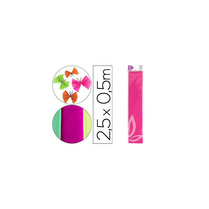 Papier crépon liderpapel 34g/m2 50cmx2.5m unicolore rose fluorescent
