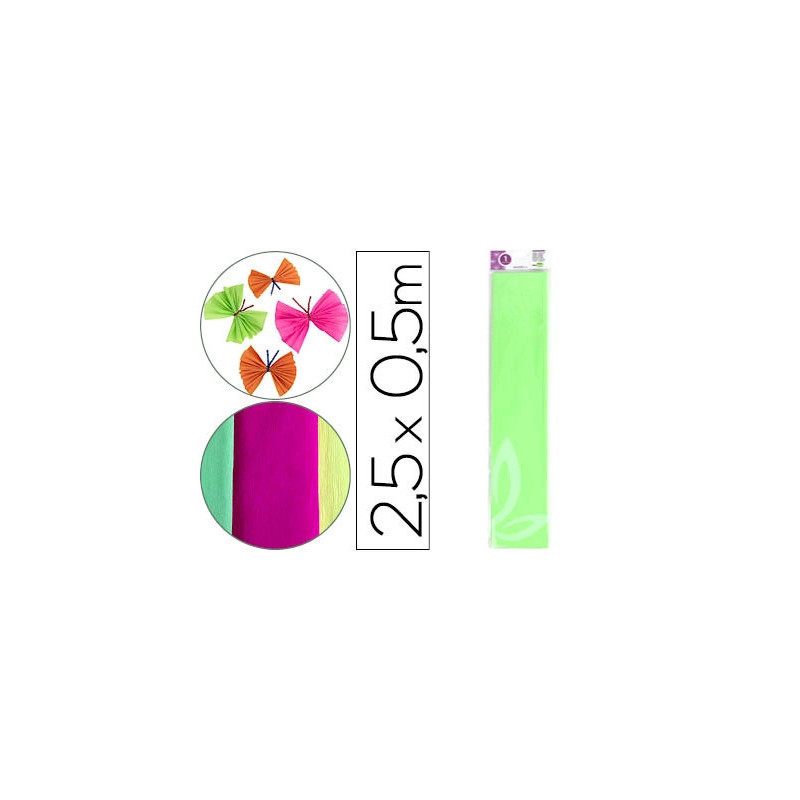 Papier crépon liderpapel 34g/m2 50cmx2.5m unicolore vert fluorescent