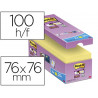 Bloc-notes post-it 76x76mm 100f/bloc repositionnables coloris jaune lot 16 blocs + 4 gratuits
