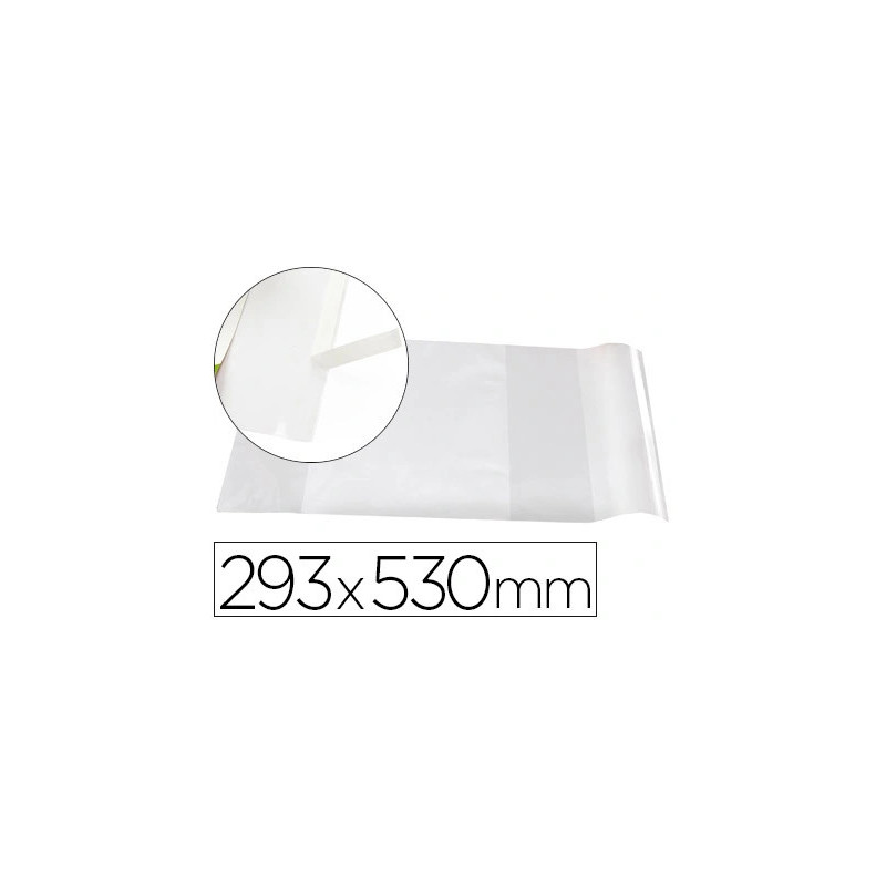 Couvre-livres liderpapel nº29 pvc transparent 13/100e 285x530mm avec rabat adhésif adaptable
