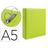 Classeur liderpapel 2 anneaux ronds 40mm a5 carton rembordé pvc coloris vert pistache